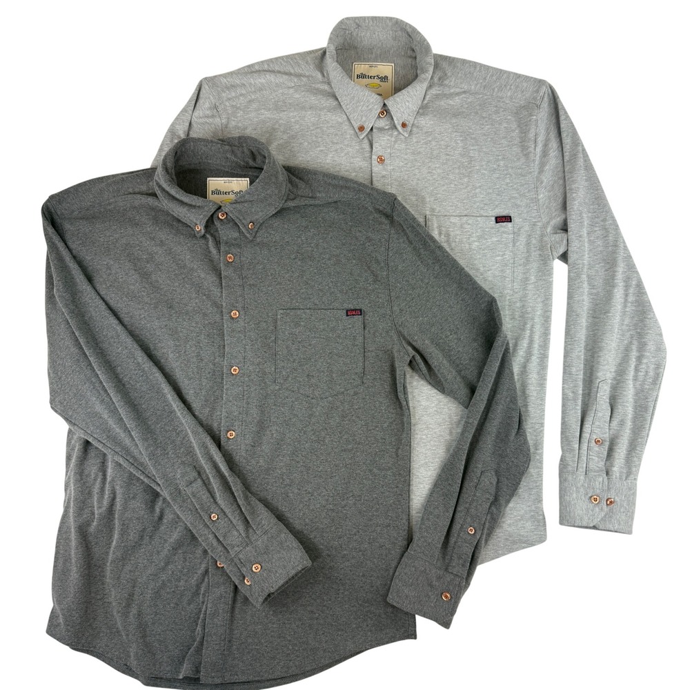 RSVLTS ButterSoft Shirt Mens Large Gray 2 Pack Long Sleeve Button Down Knit